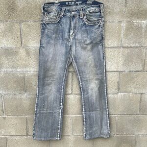 B Tuff Jeans Acid Wash Light Blue Gray Colored Denim Pants Men’s 36 x 36 Cotton